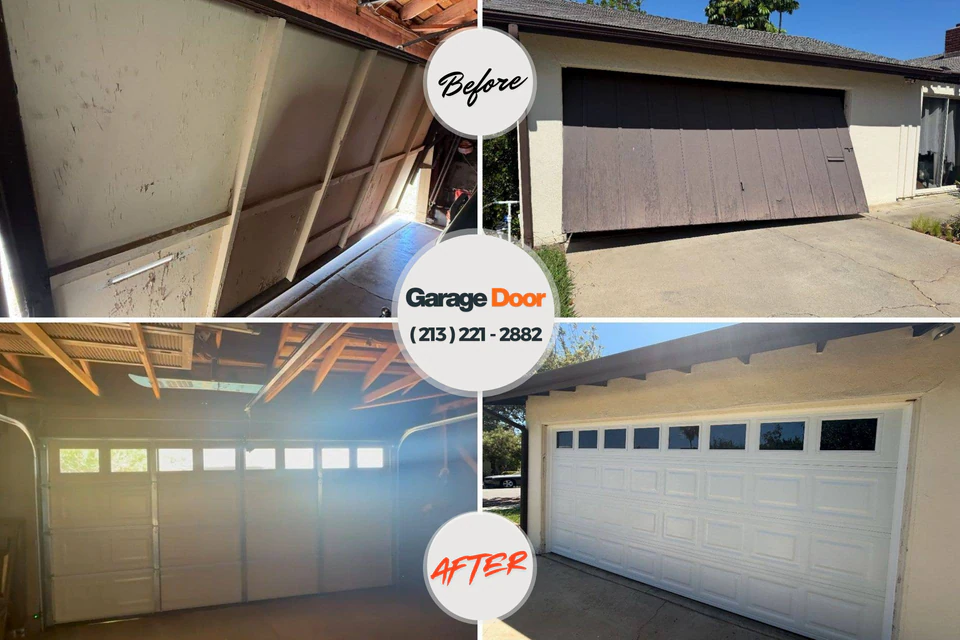 Before and after: garage door repair Rendon, TX